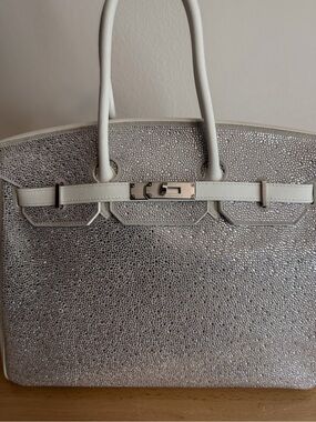 H BIRKIN 35 HANDMADE TOGO BLING WHITE SNOW PHW BRIDAL MONEYBAGS MICHELLE BERK